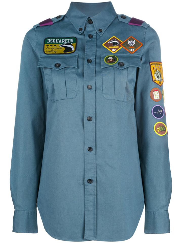 Dsquared2 Appliqué Patch Shirt - Blue
