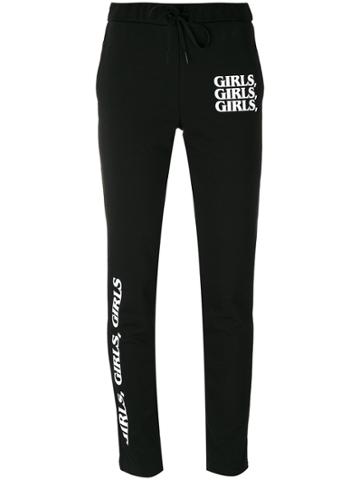 Brashy Slogan Printed Track Trousers - Black