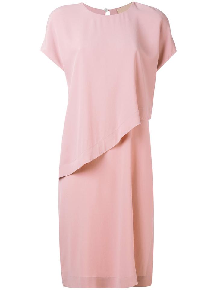 Erika Cavallini - Diagonal Layer Dress - Women - Silk/acetate - 40, Pink/purple, Silk/acetate