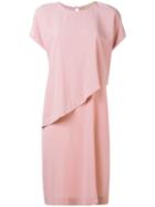 Erika Cavallini - Diagonal Layer Dress - Women - Silk/acetate - 40, Pink/purple, Silk/acetate