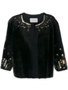 Yves Salomon Bordered Jacket - Black