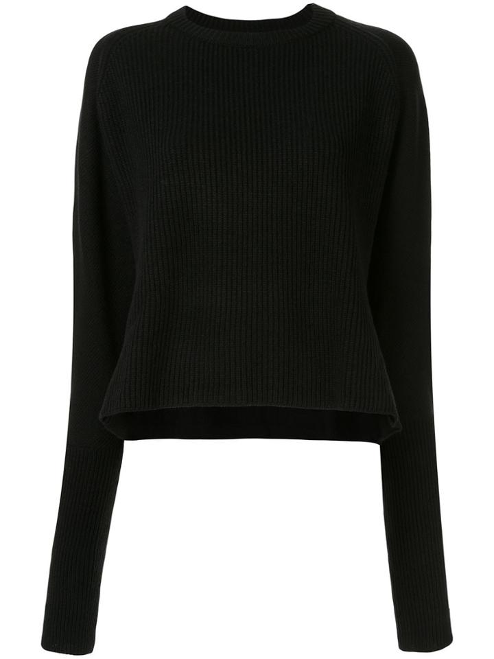 Y's Loose Fit Ribbed Knit Jumper - Black