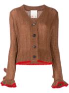Marco De Vincenzo Ruffle Sleeve Button Blazer - Brown