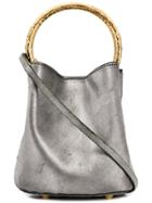 Marni Pannier Metallic Bucket Bag - Silver