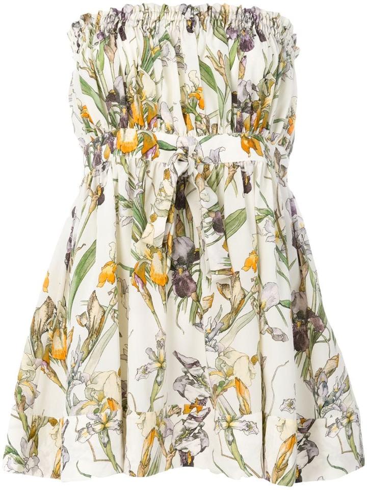 Alexander Mcqueen Flared Floral Bandeau Top - Neutrals