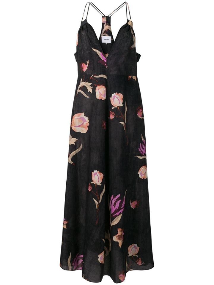 Nanushka Deep-v Floral Dress - Nero