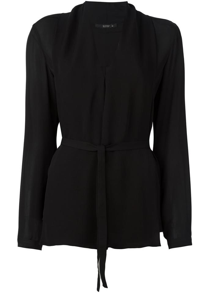 Etro Belted V-neck Blouse