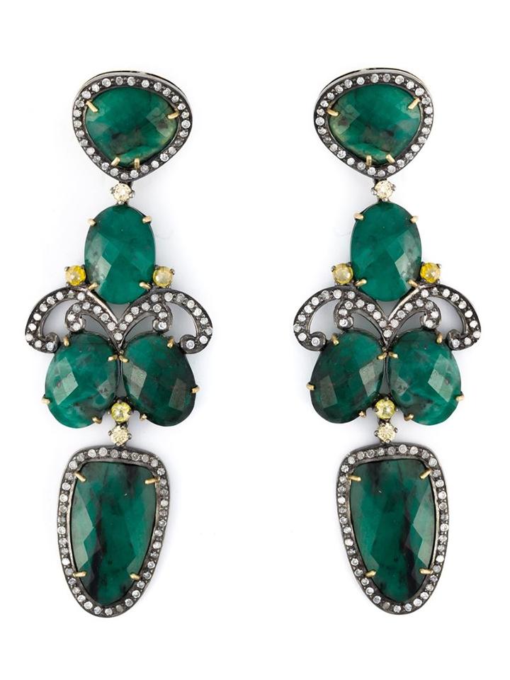 Gemco Drop Emerald Chandelier Earrings