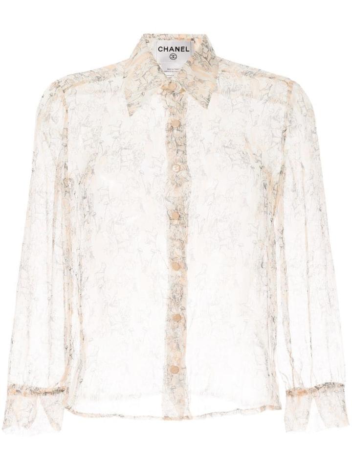 Chanel Pre-owned Long Sleeve See-through Shirt - Orange