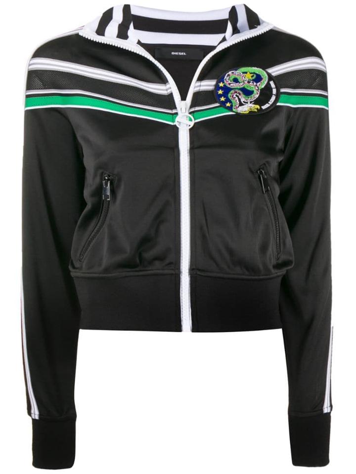 Diesel Striped Detail Zipped Jacket - Black
