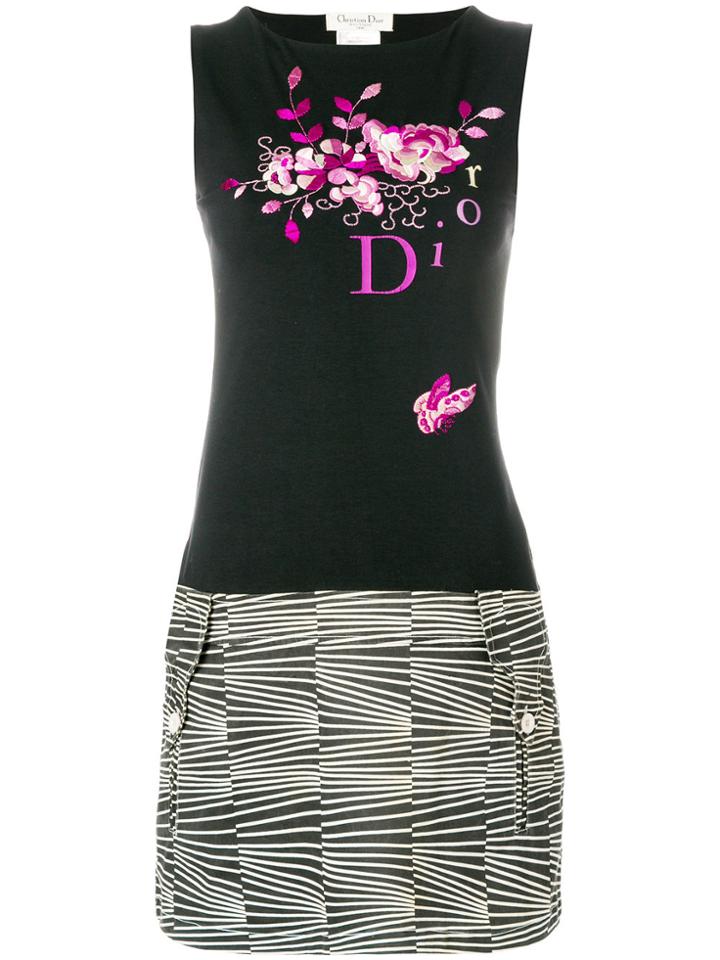Christian Dior Vintage Embroidered Tank Dress - Black