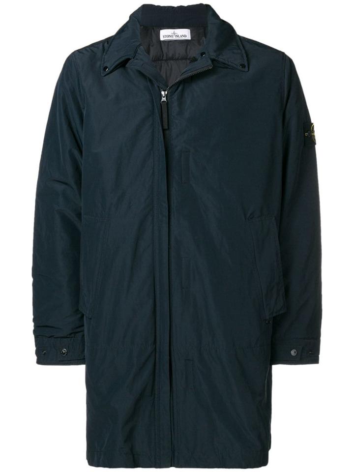 Stone Island Concealed Fastening Rain Coat - Blue