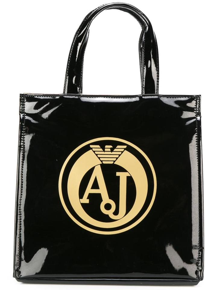 Armani Jeans Logo Print Tote, Women's, Black