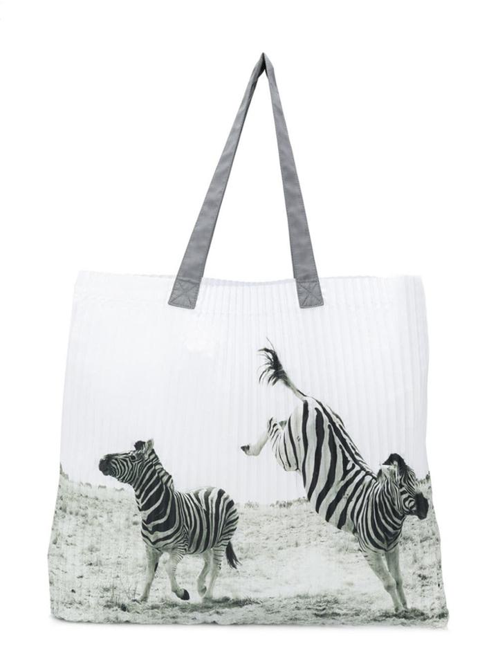Marios Zebra Print Tote - White