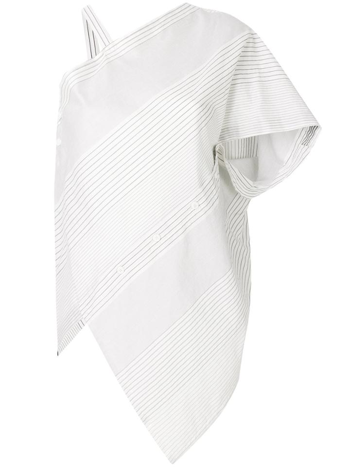Lost & Found Ria Dunn Asymmetric Sleeve Striped Blouse - White