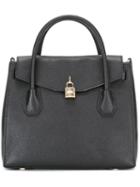 Detailed Locket Tote Bag, Women's, Black, Calf Leather, Michael Michael Kors