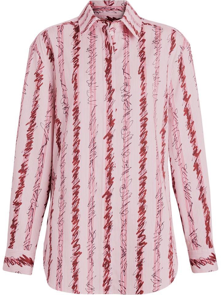 Burberry Scribble Stripe Cotton Shirt - Pink & Purple