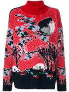 Barrie Landscape Intarsia Jumper - Red