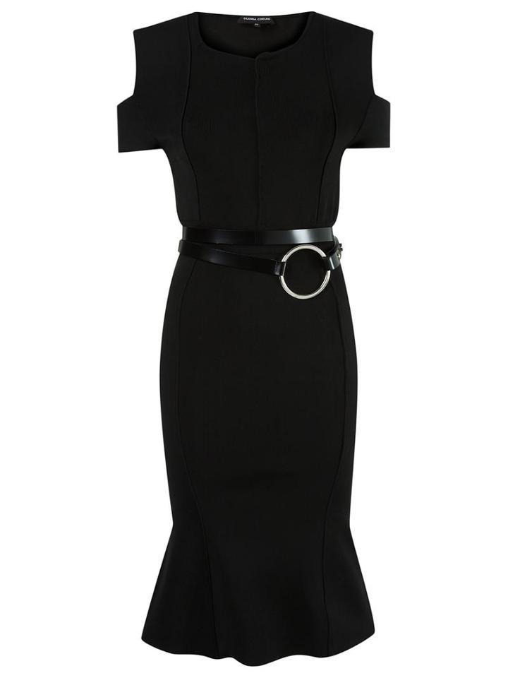Gloria Coelho Panelled Midi Dress, Women's, Size: P, Black, Viscose