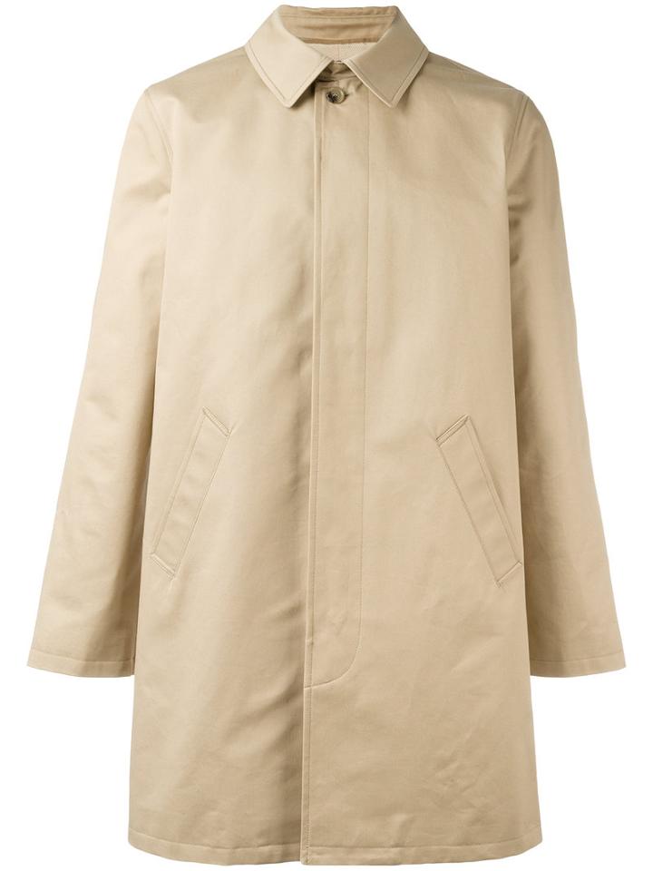A.p.c. Classic Single-breasted Coat, Size: Large, Nude/neutrals, Cotton/viscose