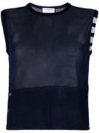 Thom Browne Sheer Classic Crew Neck Shell Top With 4-bar Stripe In