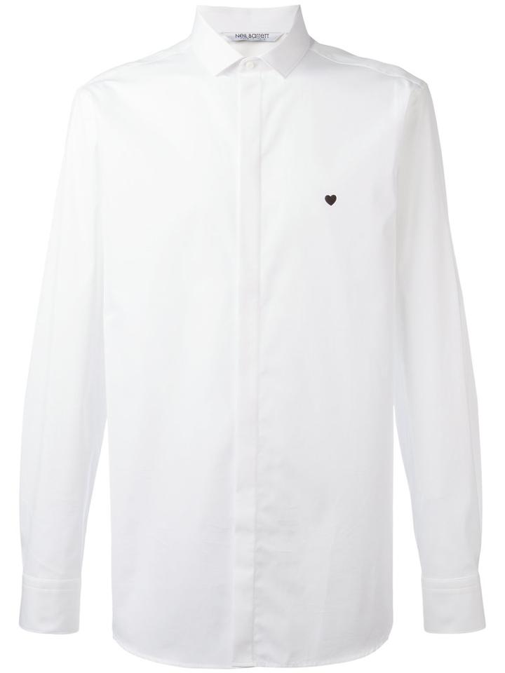 Neil Barrett Small Heart Shirt, Men's, Size: 39, White, Cotton/polyamide/spandex/elastane