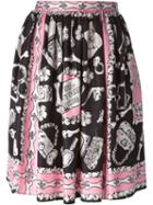 Moschino Cheap & Chic Bone Print Skirt, Women's, Size: 42, Pink/purple, Silk/polyester