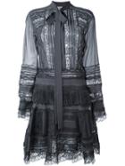 Ermanno Scervino Semi Sheer Shirt Dress, Women's, Size: 42, Grey, Silk