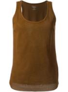 Majestic Filatures Leather Front Tank Top, Women's, Size: 3, Brown, Cotton/leather