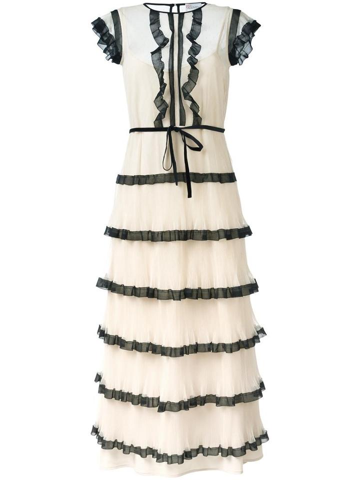 Red Valentino Frill Layered Dress, Women's, Size: 44, Nude/neutrals, Polyester/polyamide