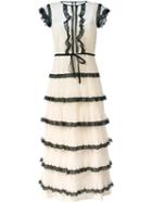 Red Valentino Frill Layered Dress, Women's, Size: 44, Nude/neutrals, Polyester/polyamide