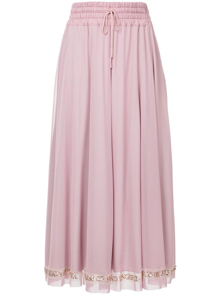 Tu Es Mon Trésor Message Patchwork Mesh Maxi Skirt - Pink & Purple