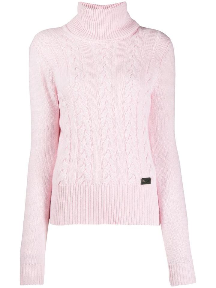Be Blumarine Roll Neck Cable Knit Sweater - Pink