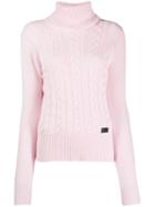 Be Blumarine Roll Neck Cable Knit Sweater - Pink