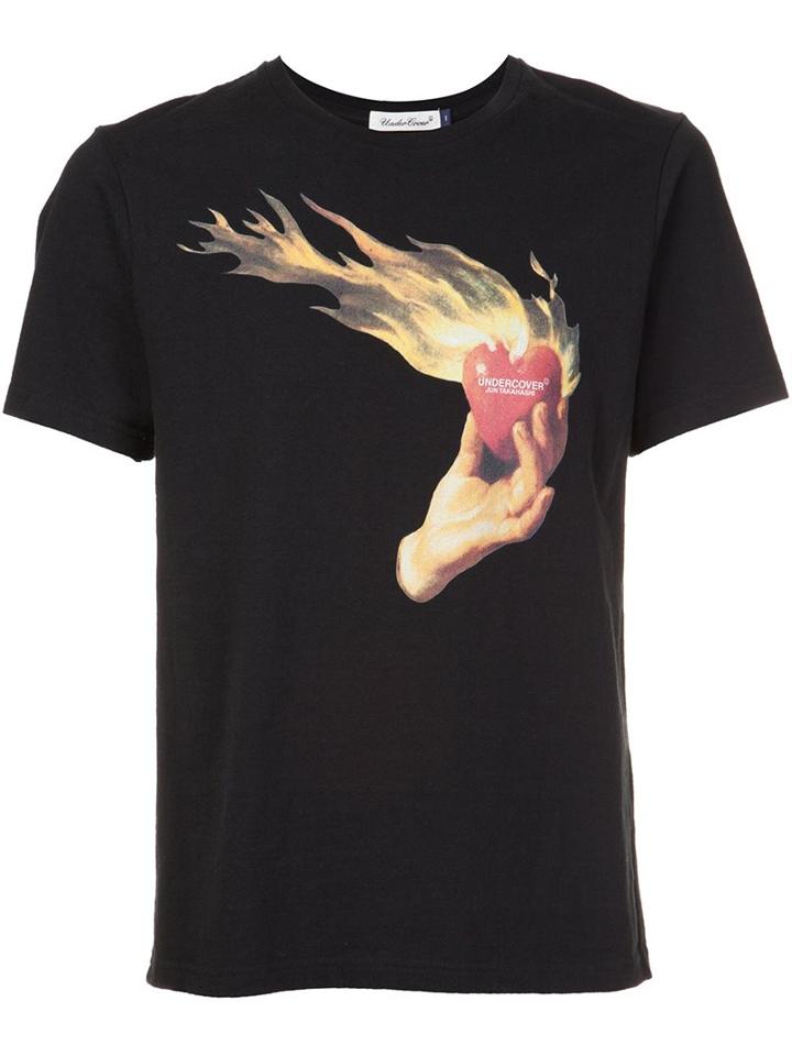 Undercover Heart Print T-shirt, Men's, Size: 1, Black, Cotton
