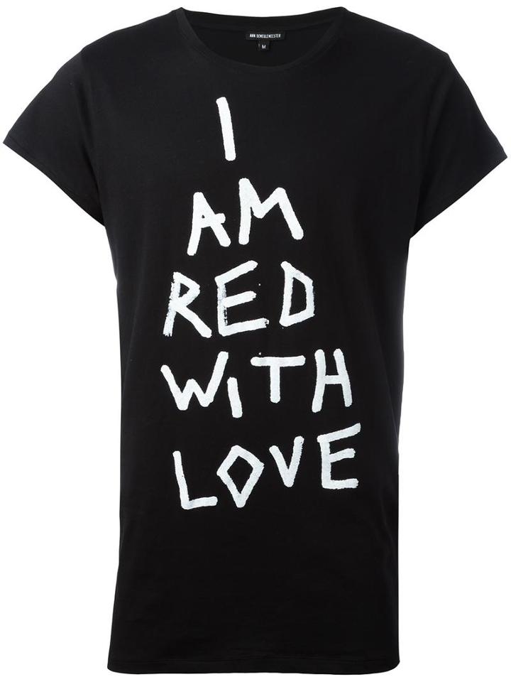 Ann Demeulemeester Red With Love T-shirt, Men's, Size: Large, Black, Cotton