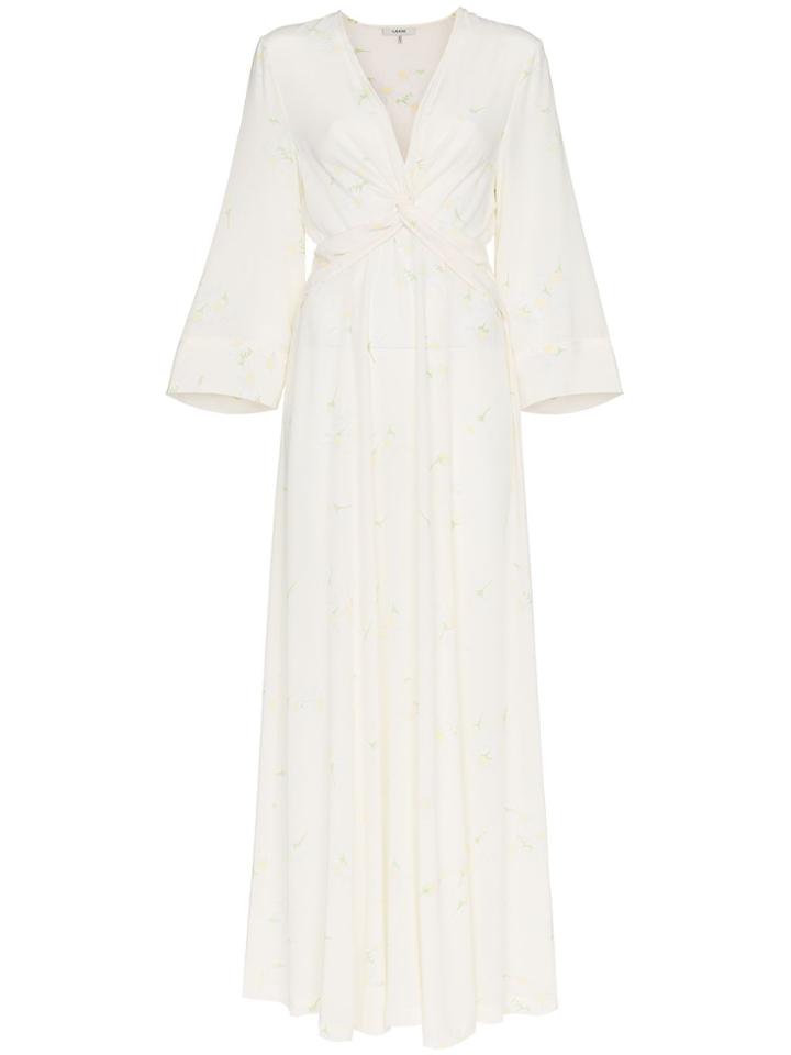Ganni Twist Detail Silk Maxi Dress - White