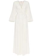 Ganni Twist Detail Silk Maxi Dress - White
