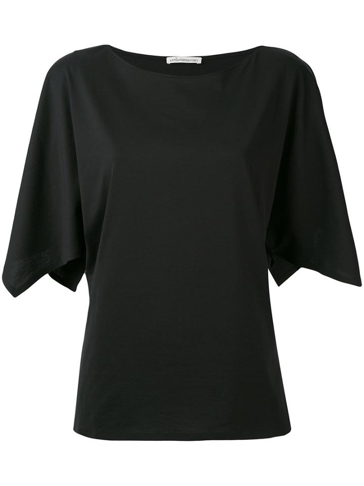 Stefano Mortari - Flutter Sleeve Blouse - Women - Cotton - 48, Black, Cotton