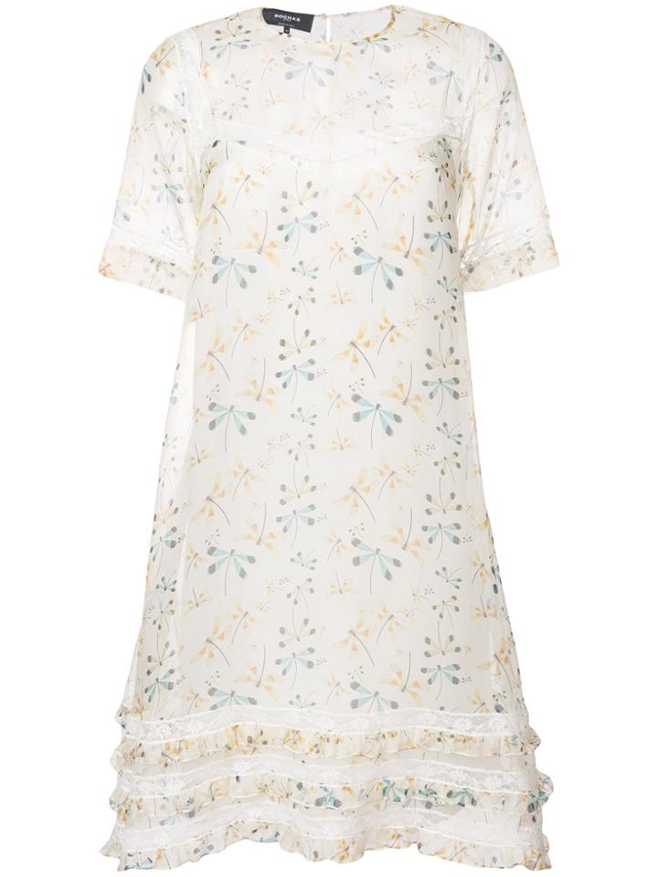 Rochas Dragonfly-print Shift Dress - Nude & Neutrals