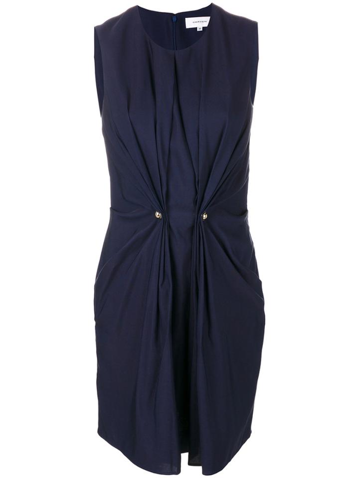 Carven Front Gather Detail Sheath Dress - Blue