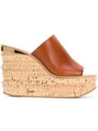 Chloé Camille Wedge Mules, Women's, Size: 38.5, Brown, Leather
