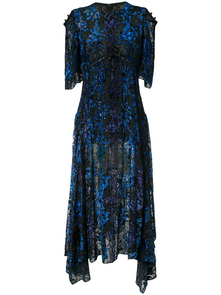 Prabal Gurung Asymmetric Hem Dress, Women's, Size: 4, Black, Silk/polyamide/viscose