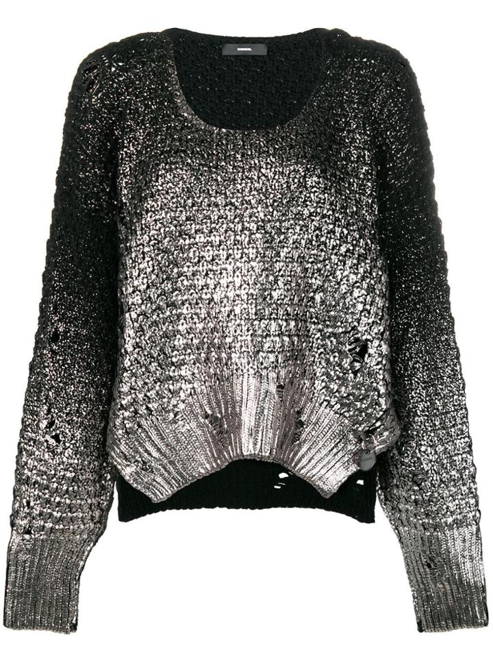 Diesel M-clok Foil-print Jumper - Silver