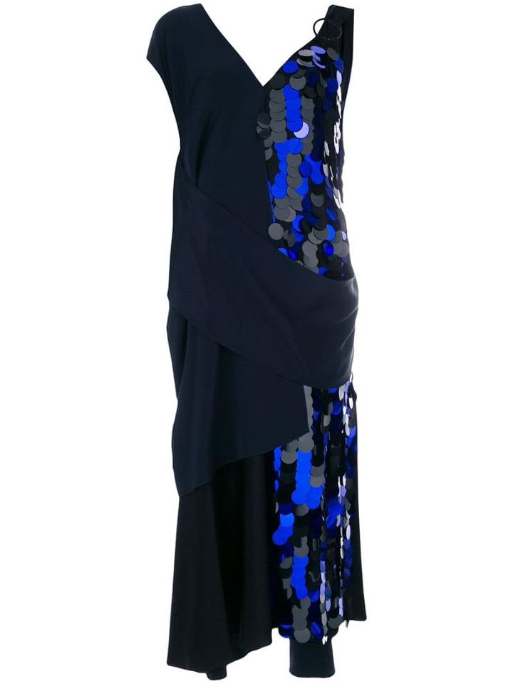 Diane Von Furstenberg Draped Sequin Gown - Black