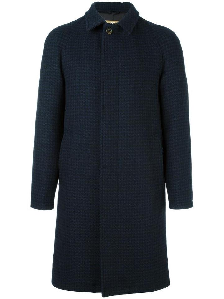 Sealup Houndstooth Pattern Coat, Men's, Size: 48, Blue, Polyester/viscose/wool