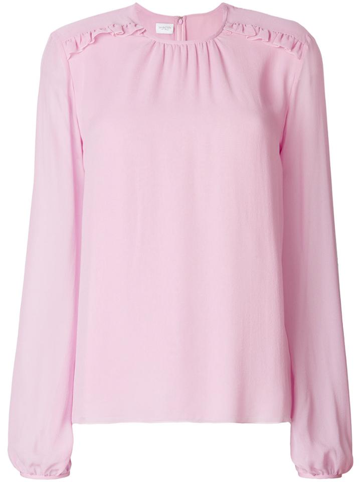 Giambattista Valli Frill Shoulder Blouse - Pink & Purple