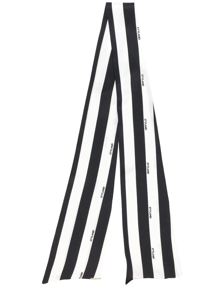 Styland Striped Thin Scarf - Black