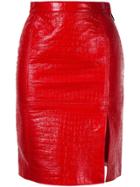 Msgm Front Slit Skirt - Red