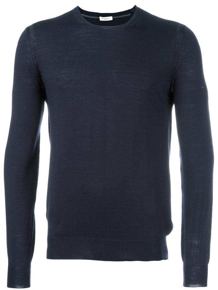 Paolo Pecora Crew Neck Jumper, Men's, Size: Small, Blue, Wool